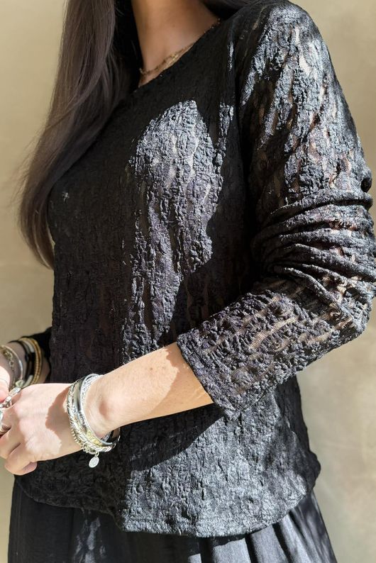 Marlowe Stretch Lace Top Black